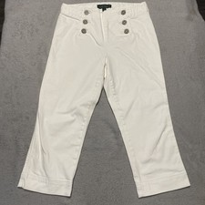 Lauren Ralph Lauren Pants Womens 6 White Sailor Front Button Crop Capri Nautical