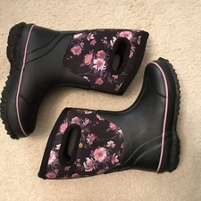 Girls Kids Floral Black Winter/Rain Waterproof Insulated -30 Bogs (Sz 13 Youth)
