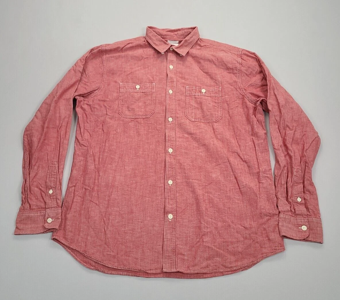 Old Navy Shirt Adult Extra Large Red Button Up Casual Slim Fit Stylish Mens