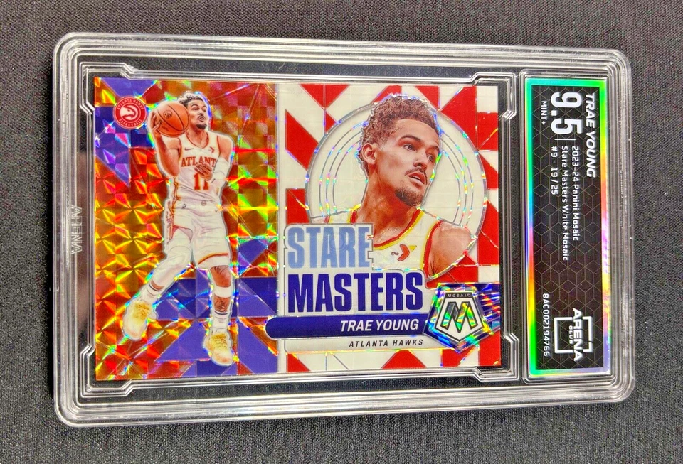 2023-24 Mosaic TRAE YOUNG Stare Masters White 19/25 #9 Hawks - Arena Club 9.5 - Image 3 of 3