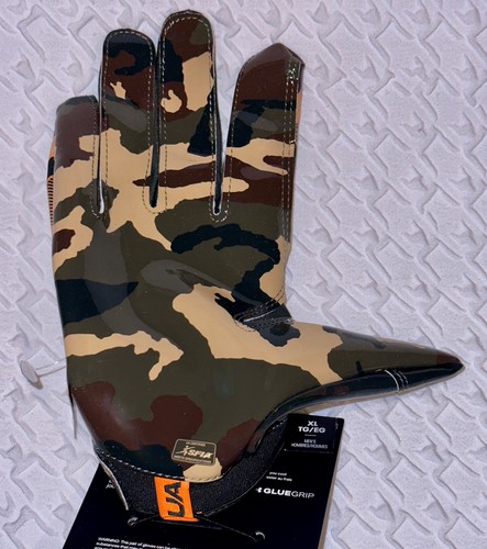 UNDER ARMOUR UA F8 Baroque Green Orange Camo Skill Football Gloves Mens Sz L XL - Picture 3 of 8