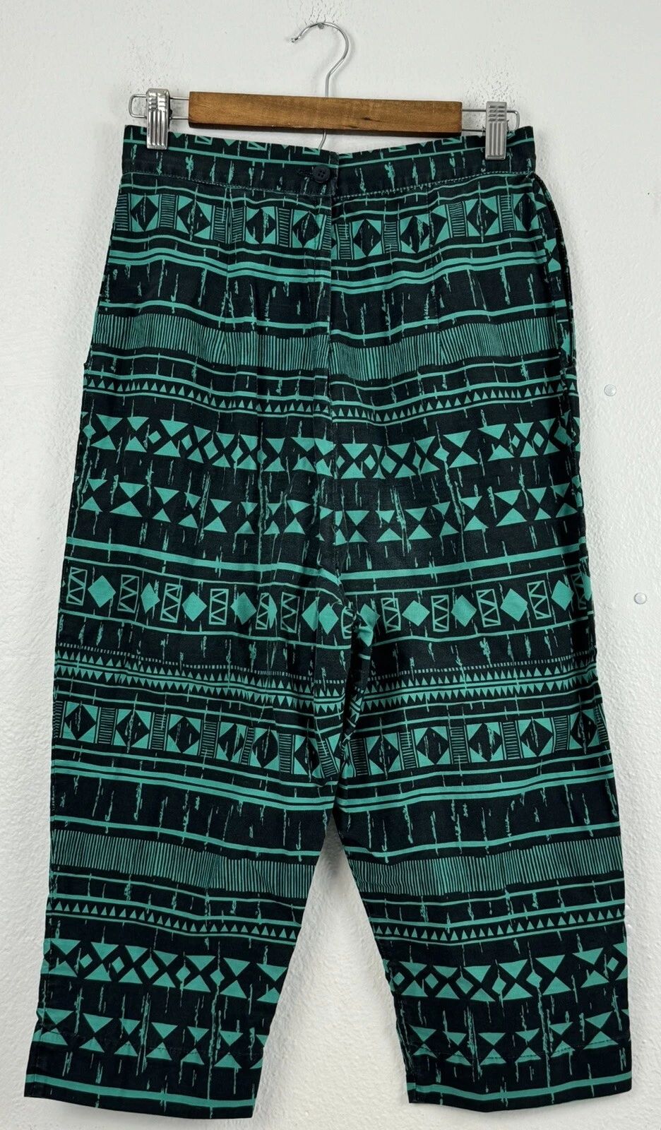 Vintage Foster Hochberg Seattle Green Black Tribal Cropped High Waisted Pants