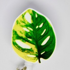 Monstera Aurea Plant Badge Reel ID Holder Mom Addict Lover Lanyard