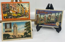 Lot Of 3 Vintage Linen Postcards Michigan and Chinatown New York Posted 1950s