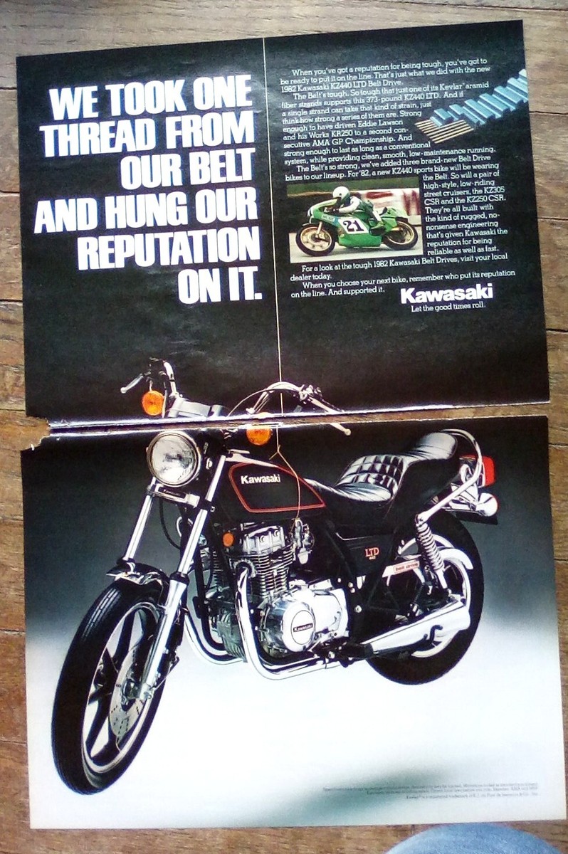 1982 Kawasaki KZ440 LTD Motorcycle 2 page print Ad - Our