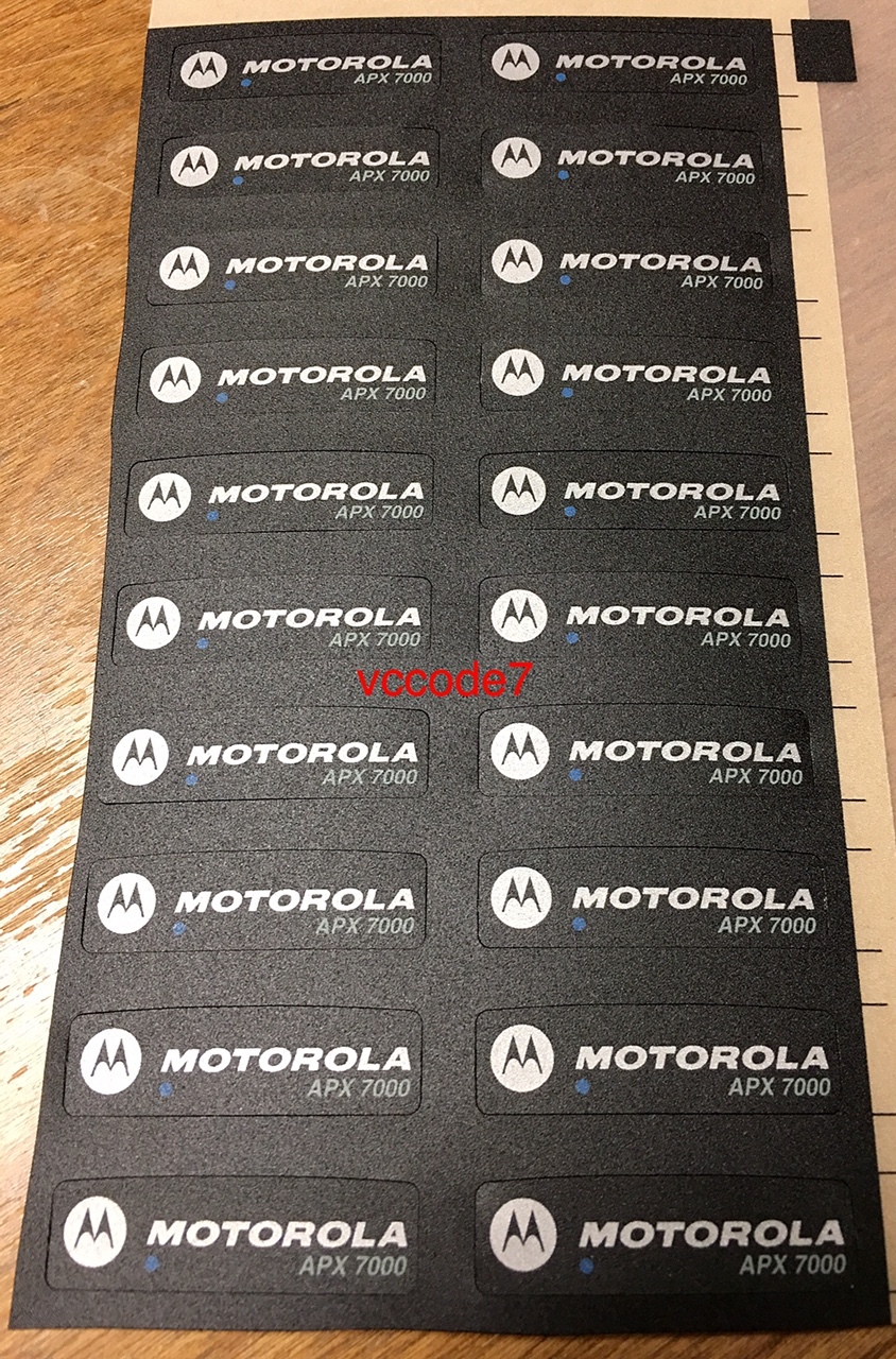 Motorola APX7000 Nameplate Label Bluetooth Dot # 3371896H03 for  