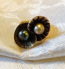 Vintage 1950’s Durastyle Jewelry Co. New York Pearl 10k Ring Mid Century 7 Grams