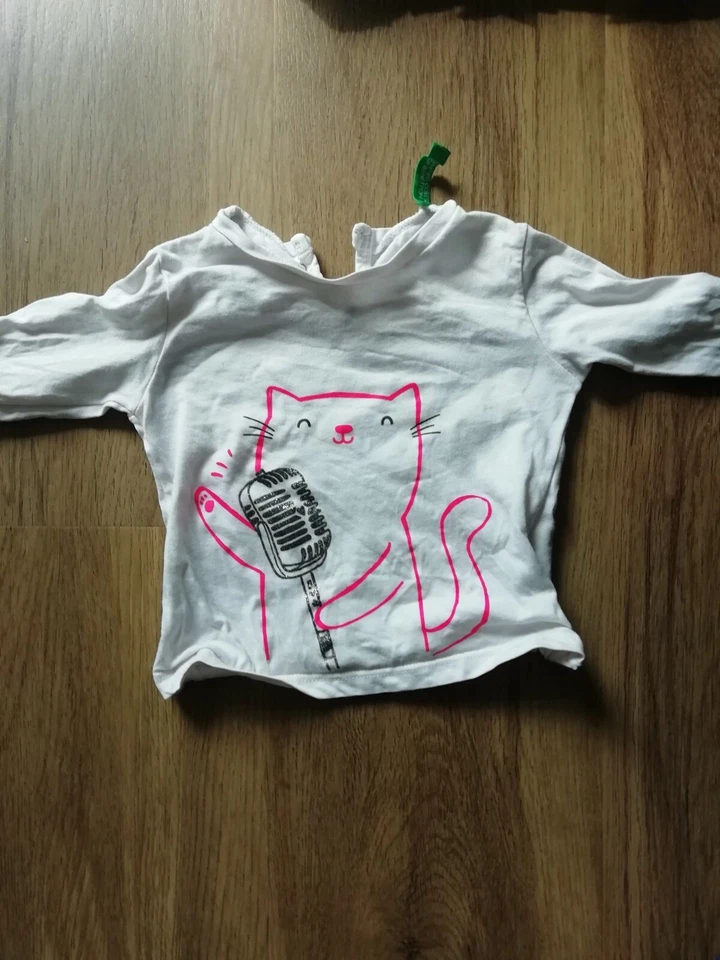 Baby, Säugling, T-Shirt, Langarm, Weiß, Glitzer, United Color of Benetton #42 - Bild 1 von 4