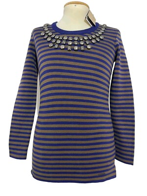 BURBERRY BRIT wunderschöner Damen Pullover grau/blau mit Kragenelement Gr. S NEU