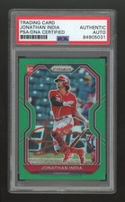 2021 Panini Prizm - Green Wave Prizm #26 Jonathan India, Authentic Auto, PSA