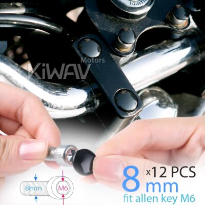 US Duty Paid black bolt screw nut head cover cap M8 bolt (6mm allen key) x12pcs