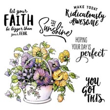 Blooming Flowerpot Faith You Got This Metal Cutting Dies Clear Stamps Card Craft