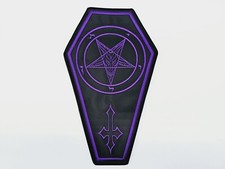 BAPHOMET SIGIL COFFIN EMBROIDERED Purple Color BACK PATCH