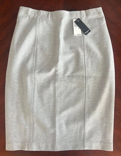 NWT Premise Studio Women's Pencil Skirt, Heathered Gray Ponte Pencil, Sz. 8