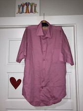 Vintage Manhattan Shirt Mens 15 1/2 Pink Button Up Short Sleeve Kent 60's