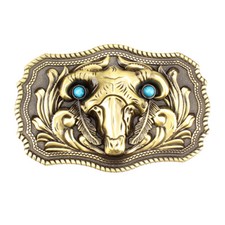 Bull Longhorn Men's Belt Buckle Western Cowboy Native American CW-09-G 