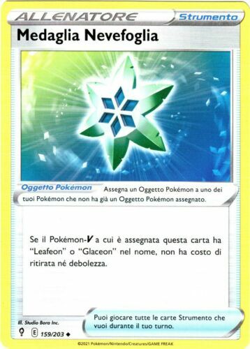Snow Leaf Badge MEDAGLIA NEVEFOGLIA 159/203 IT MINT Pokemon Evoluzioni Eteree - Foto 1 di 1