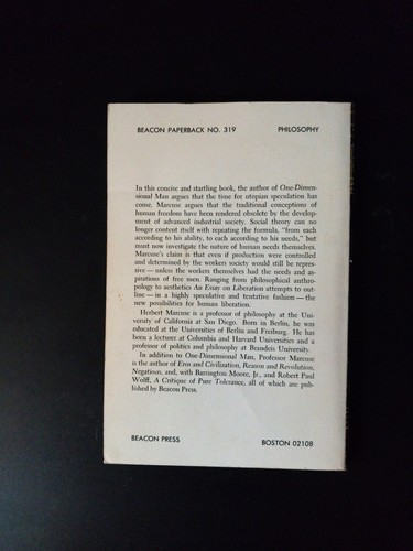 Herbert Marcuse - An Essay On Liberation - Beacon Press 1969 First Printing - Foto 2 di 7