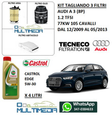 TAGLIANDO 3 FILTRI E OLIO CASTROL 5W30 AUDI A3 1.2 TFSI TFSI BENZINA 77KW 105 CV