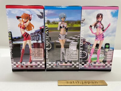 EVA RACING PREMIUM RO FIGURE アスカ 3体セット NEW] SEGA Evangelion Racing PIT WALK Rei､ Asuka, Mari Figure Set