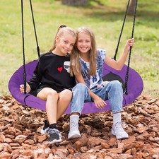 40'' Kids Spider Web Tree Swing Set 900D Oxford Fabric Outdoor Backyard Purple