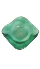 Mid-Century Style Glass Ashtray in Sea Green. Authentic Retro Barware 