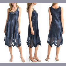 NWD $465 Komarov [ PLUS 2X ] Embellished V-neck Asymmetrical Dress #T886