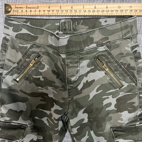 Justice Girls Green Camouflage Pull On Jegging Pants Size 10 With Pockets - Picture 11 of 11