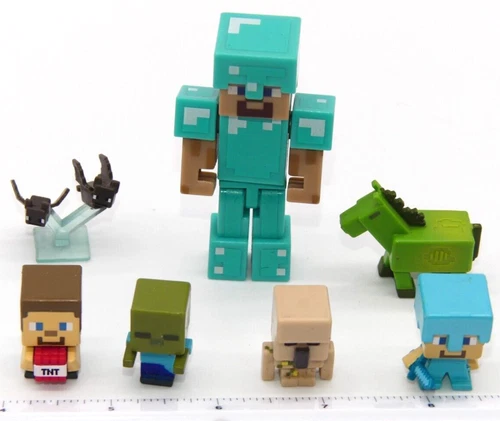 Lot of Assorted Minecraft Figure Toy Figurine Diamond Armor Alex