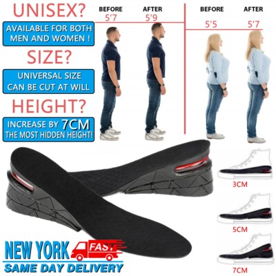 Men Height Increase Insoles Air Taller Cushion Shoes Insoles 3-Layer Heel Insert