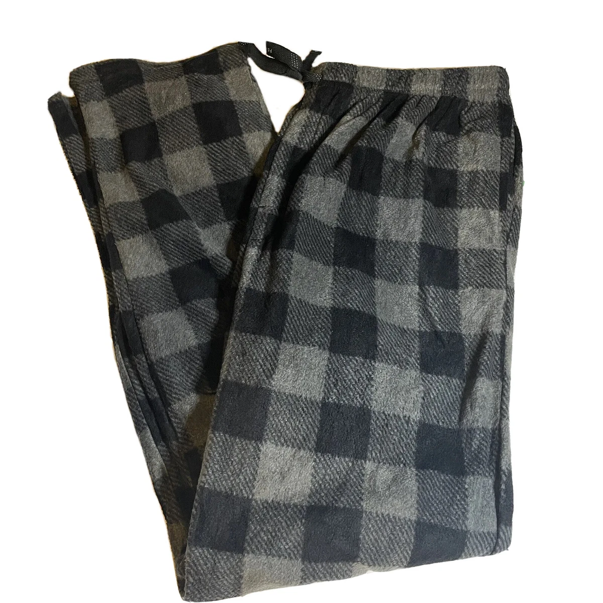 Men s Perry Ellis Gray Black Plaid Pajama Pants with Drawstring