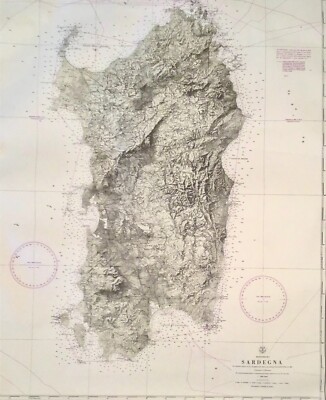 Exquisite SARDEGNA Map. LARGE. (Orig. 1890, reprint 1972).