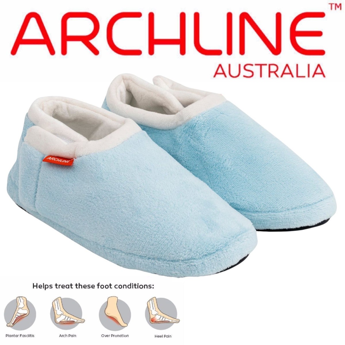 ARCHLINE Orthotic Slippers Closed Scuffs Medical Pain Relief Moccasins -Sky  Blue