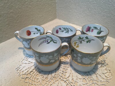 Set of 5 Stunning 1800s Spode Porcelain Coffee Cup Floral Embossed | eBay