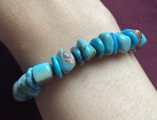 Blue Turquoise Nuggets Stretchy Bead Bracelet. Free size