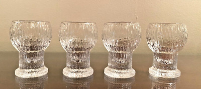 Vtg Timo Sarpaneva Kekkerit Iittala Clear Glass Cordial Shot Glasses  x4 Finland