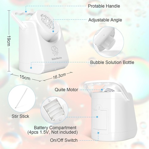 Seifenblasenmaschine Automatische Seifenblasen Maschine für Hochzeit 18000+ Bubb - Bild 8 von 9