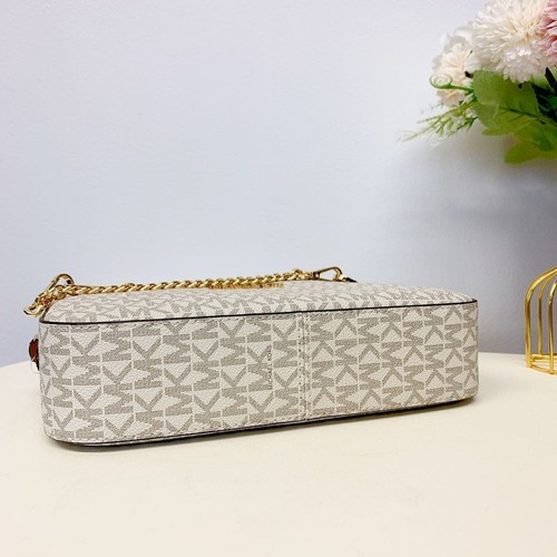 Michael Kors Jet Set Item 35S1GTTC9B Lg Zip Chain MK Sig Crossbody Bag Vanilla - Picture 4 of 8