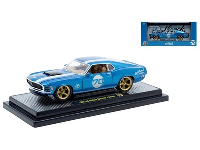 1970 FORD MUSTANG SPORTSROOF #70 BLUE 1/24 DIECAST MODEL CAR BY M2 40300-142 B