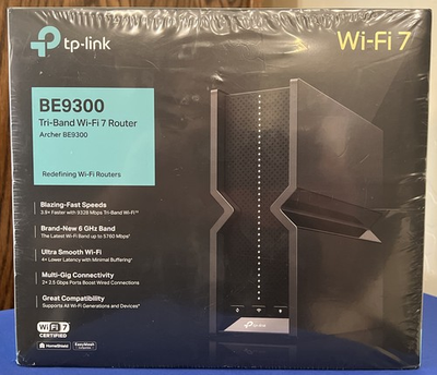 #ad #ad TP Link Wi Fi 7 BE9300 Tri Band Wi Fi 7 Router Archer BE9300 BRAND NEW $140.00