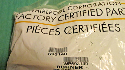 Whirlpool Dryer - BURNER TUBE w/AIR SHUTTER - OEM Pt No. WP693140 - NEW / SEALED