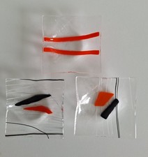 3 handgefertigte kleine Glas-Sch&auml;lchen transparent schwarz rot 8 cm x 8 cm !!!