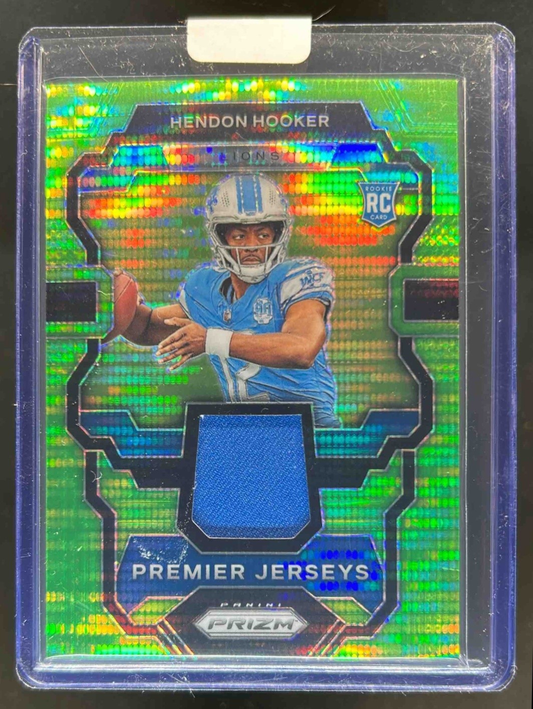 2023 Prizm Hendon Hooker Premier Jerseys RC Neon Green Pulsar #PJ-HH Lions