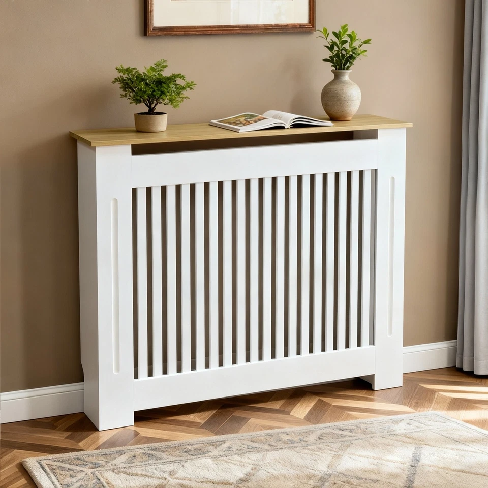 36'' Tall Radiator Cover Wood Cabinet Decorative Heater Protector Grill Shelf - Image 3 of 4