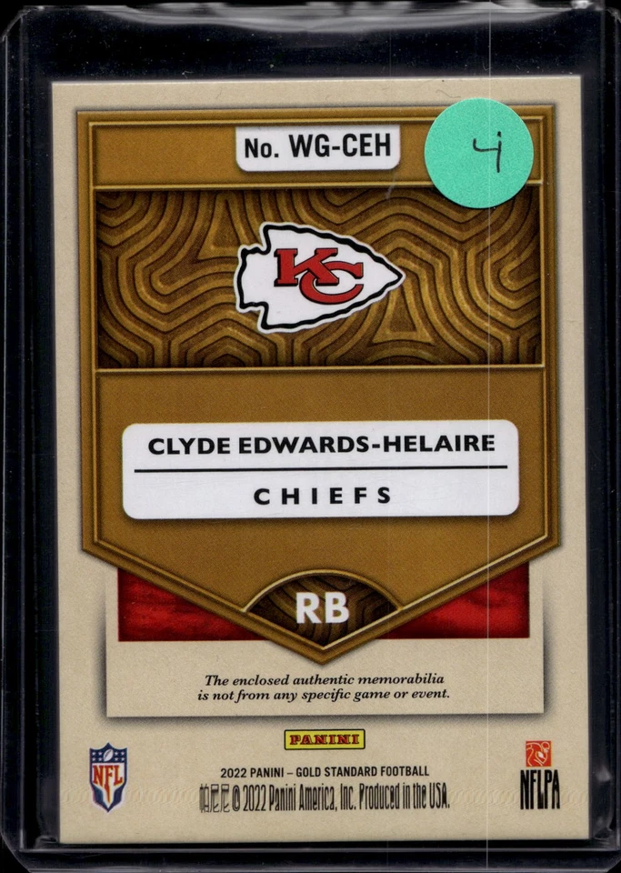 2022 Gold Standard Clyde Edwards-Helaire White Gold Relics #/299 - Image 2 of 2