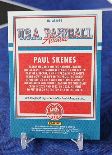 2024 Panini USA Stars & Stripes PAUL SKENES Alumni Red AUTO Autograph 098/199 - Picture 2 of 2