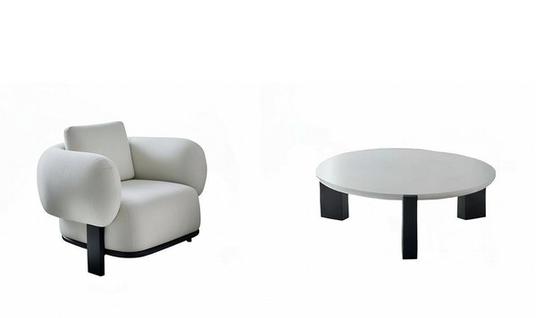 Wohnzimmer-Set Sessel Couchtisch Weiß Farbe Moderner Stil HolzfüßE Neu-image