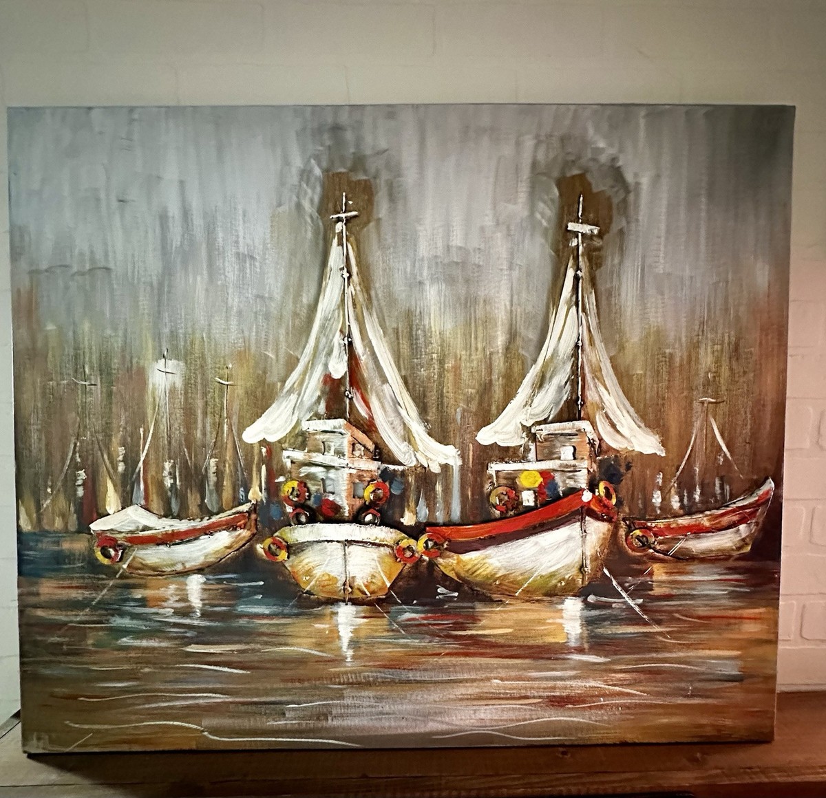 Nautical/Sailboat 3-D Dimensional Wall Art Oil Painting 35.5