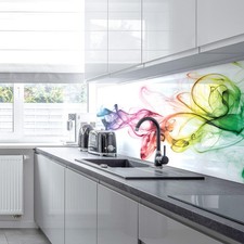 Premier Range Acrylic Splashbacks Rainbow Smoke on White and Accessories