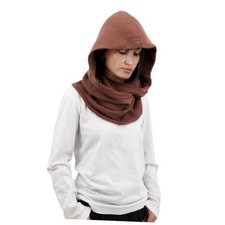 Women Men Fashion Pullover Scarf Hooded Scarf  Multifunctional Medieval Brown